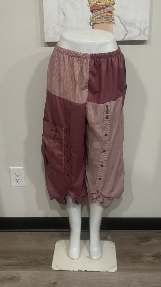 Upcycled Men’s Shirt Balloon Pants | Handmade Boho Pants | Sustainable Lounge Pants | One of a Kind Patchwork Pants