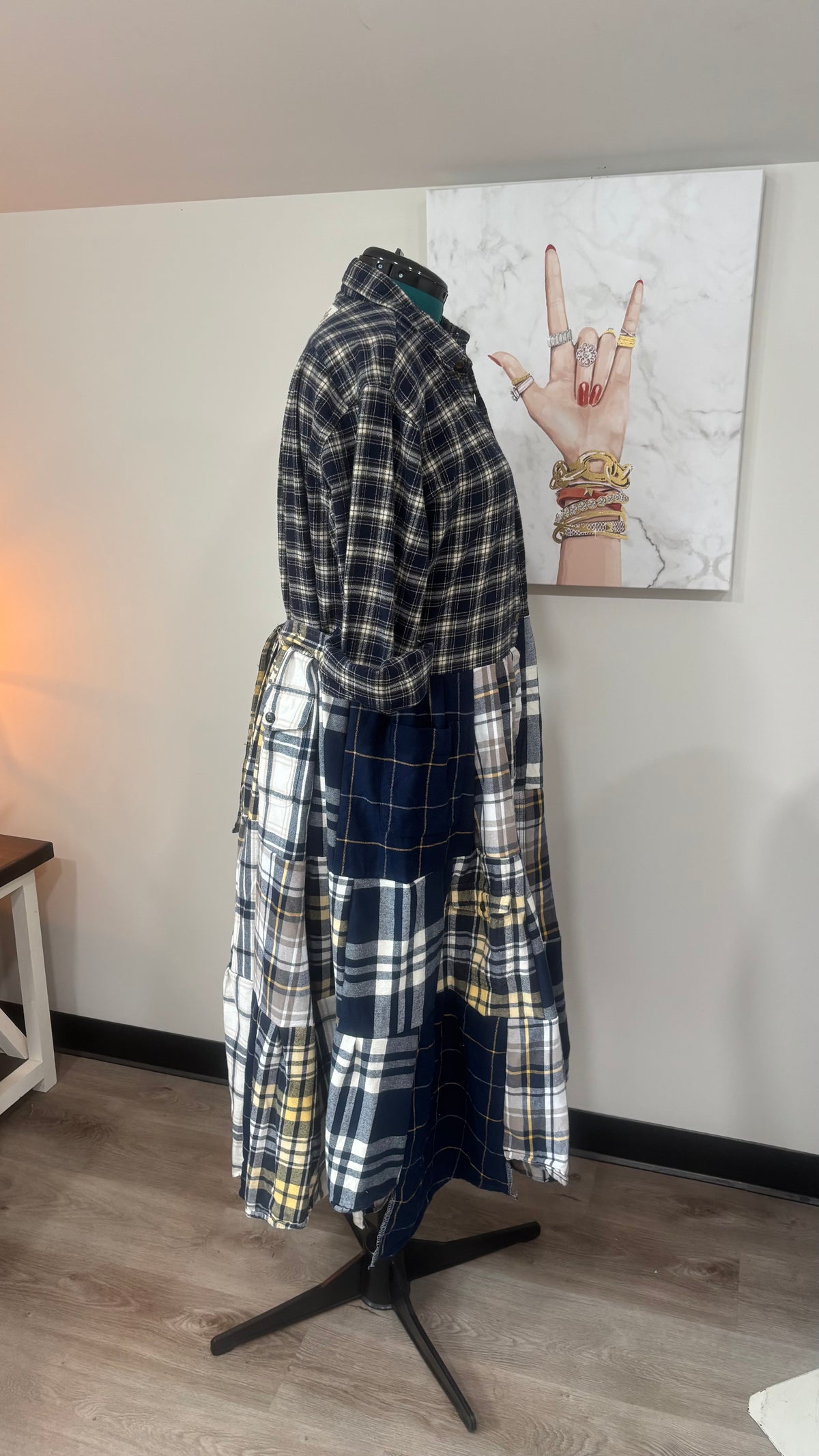 Upcycled Flannel Shirt Patchwork Duster | One of a Kind Plaid Dress
