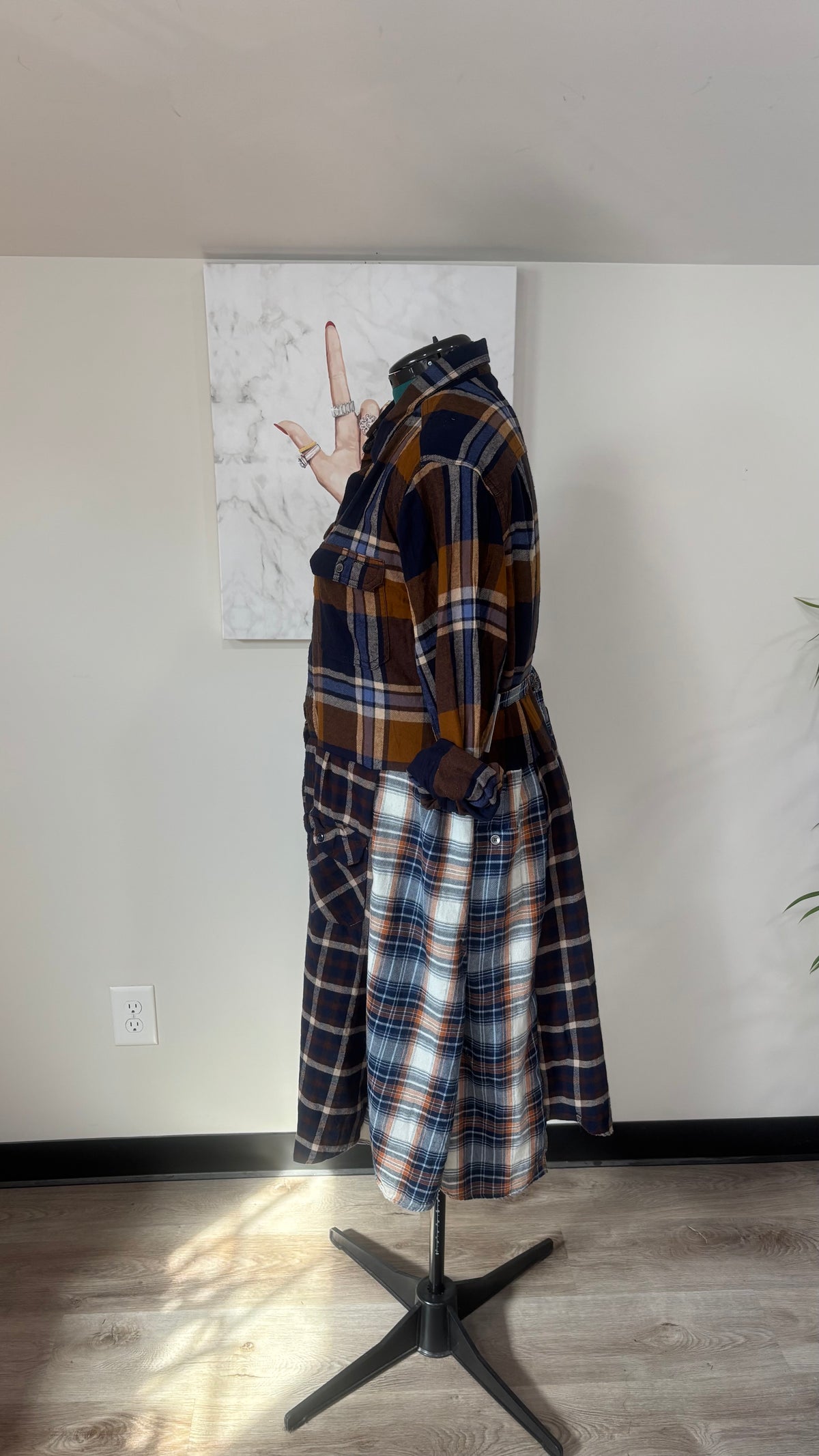 Upcycled Flannel Duster, Plaid Shirt Jacket