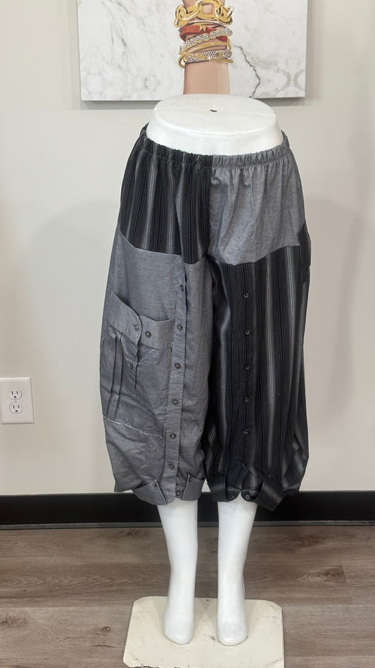 Upcycled Men’s Shirt Balloon Pants | Handmade Boho Pants | Sustainable Lounge Pants | One of a Kind Patchwork Pants