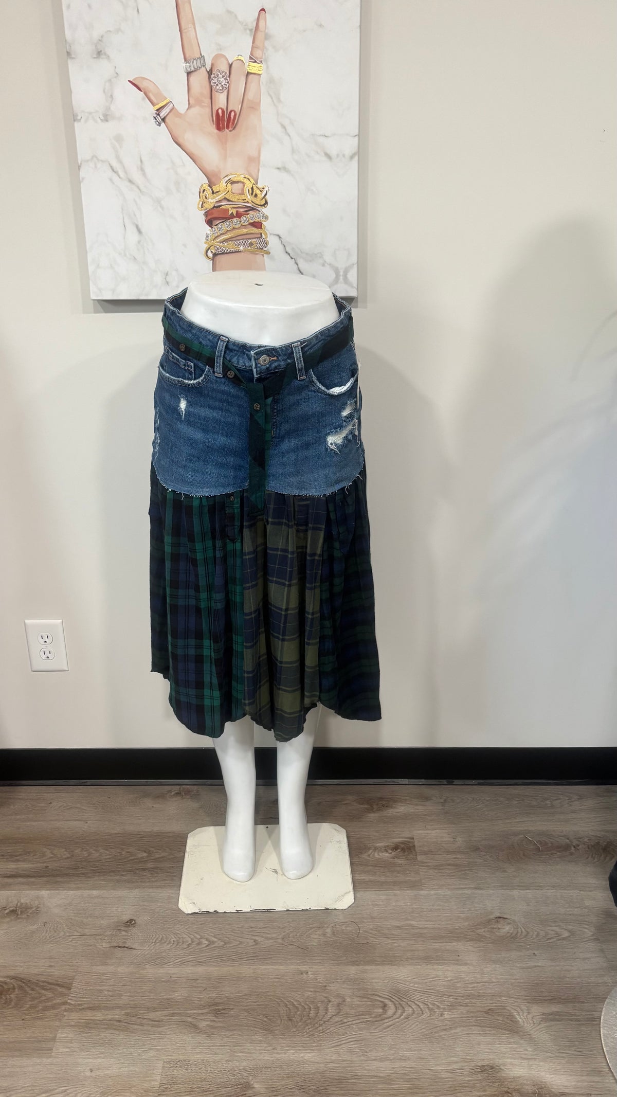 Upcycled Denim Men’s Flannel Shirt Skirt | One-of-a-Kind