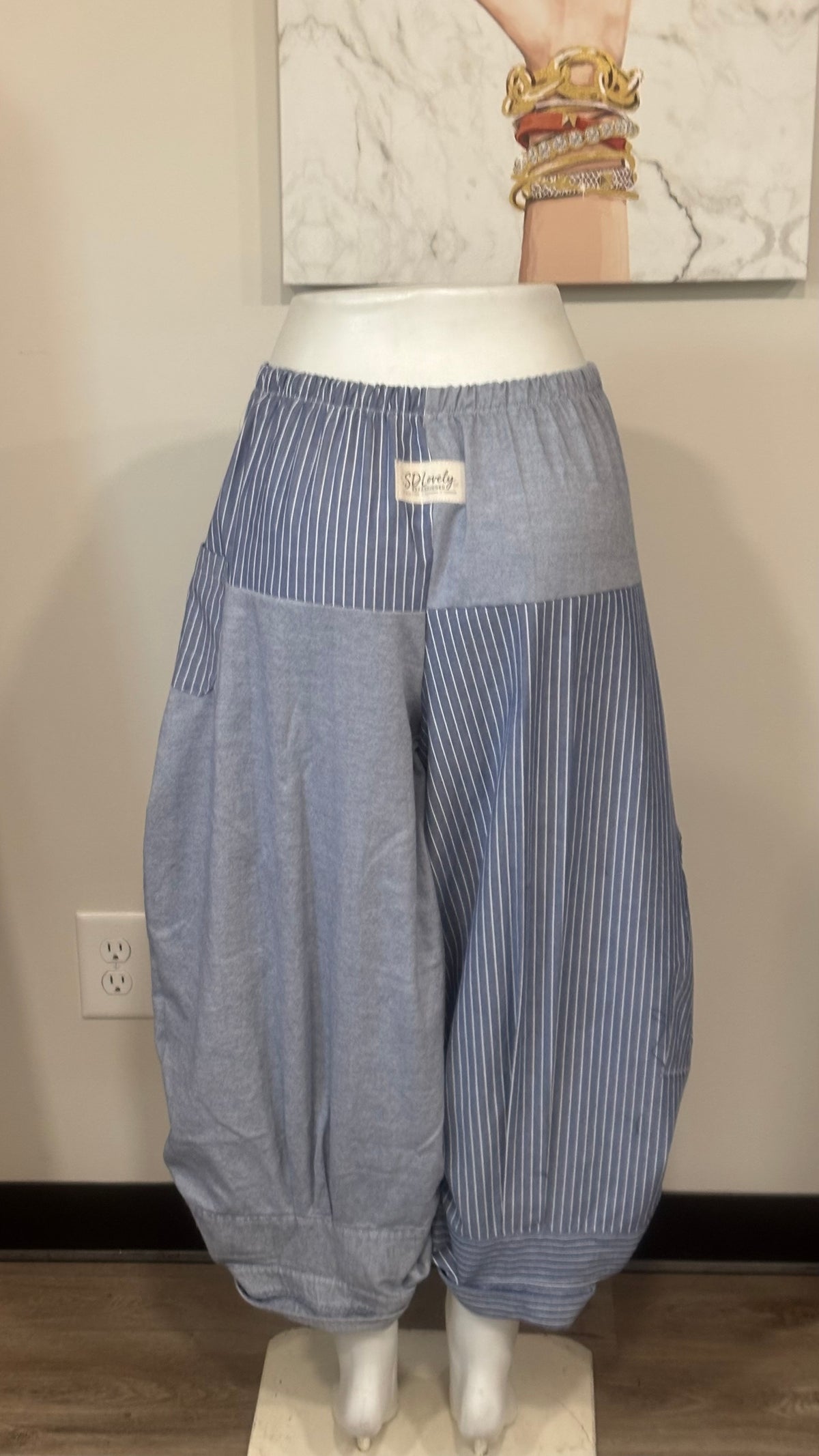 Upcycled Men’s Shirt Balloon Pants | Handmade Boho Pants | Sustainable Lounge Pants | One of a Kind Patchwork Pants