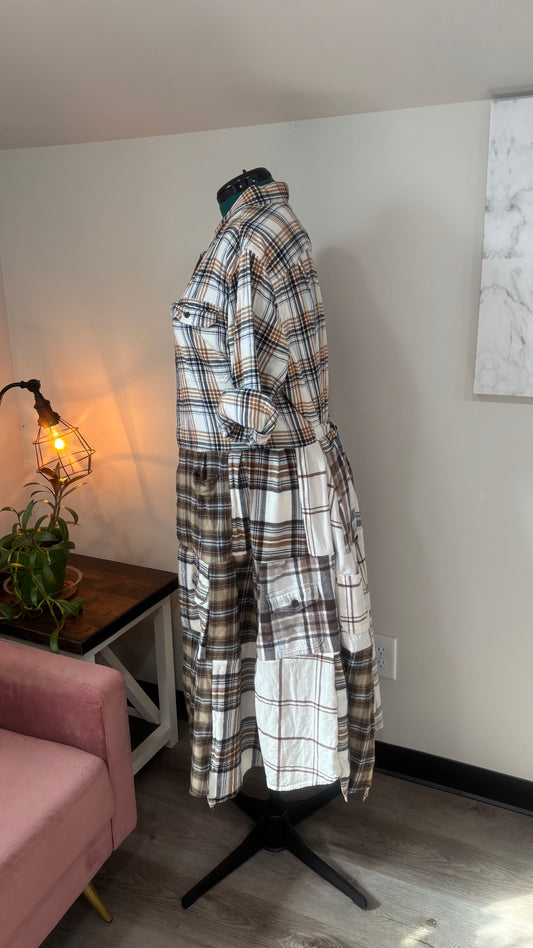 Upcycled Flannel Shirt Patchwork Duster | One of a Kind Plaid Dress