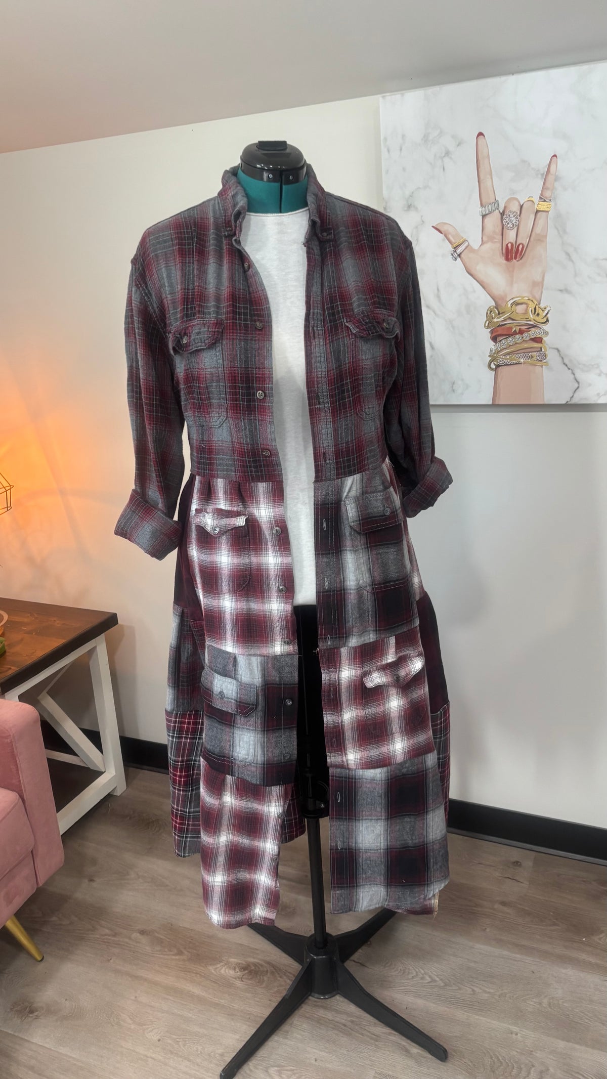 Upcycled Flannel Shirt Patchwork Duster | One of a Kind Plaid Dress