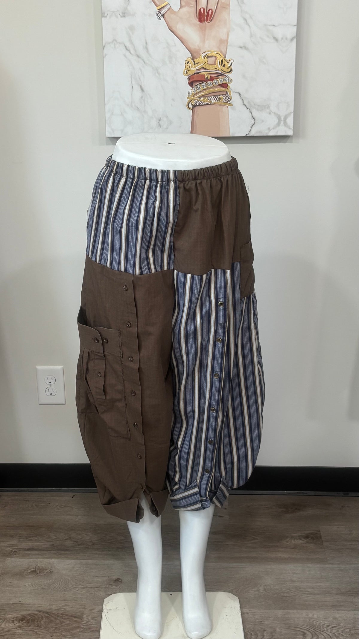 Upcycled Men’s Shirt Balloon Pants | Handmade Boho Pants | Sustainable Lounge Pants | One of a Kind Patchwork Pants