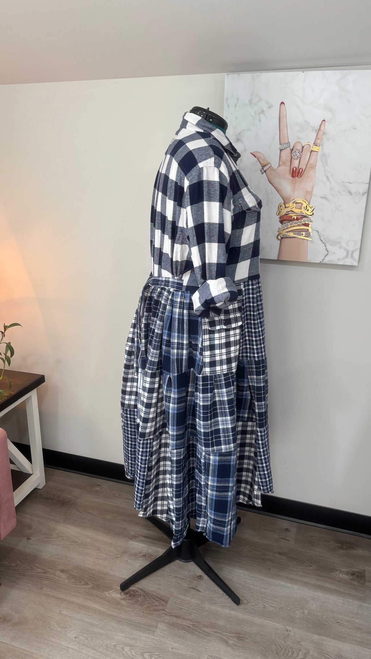 Upcycled Flannel Shirt Patchwork Duster | One of a Kind Plaid Dress