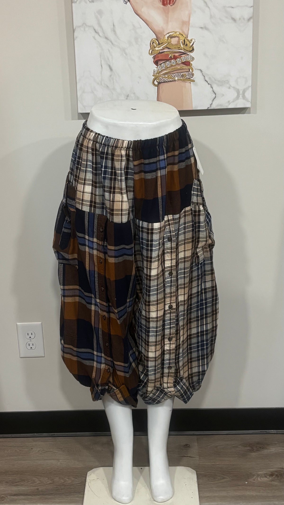 Upcycled Men’s Shirt Balloon Pants | Handmade Boho Pants | Sustainable Lounge Pants | One of a Kind Patchwork Pants
