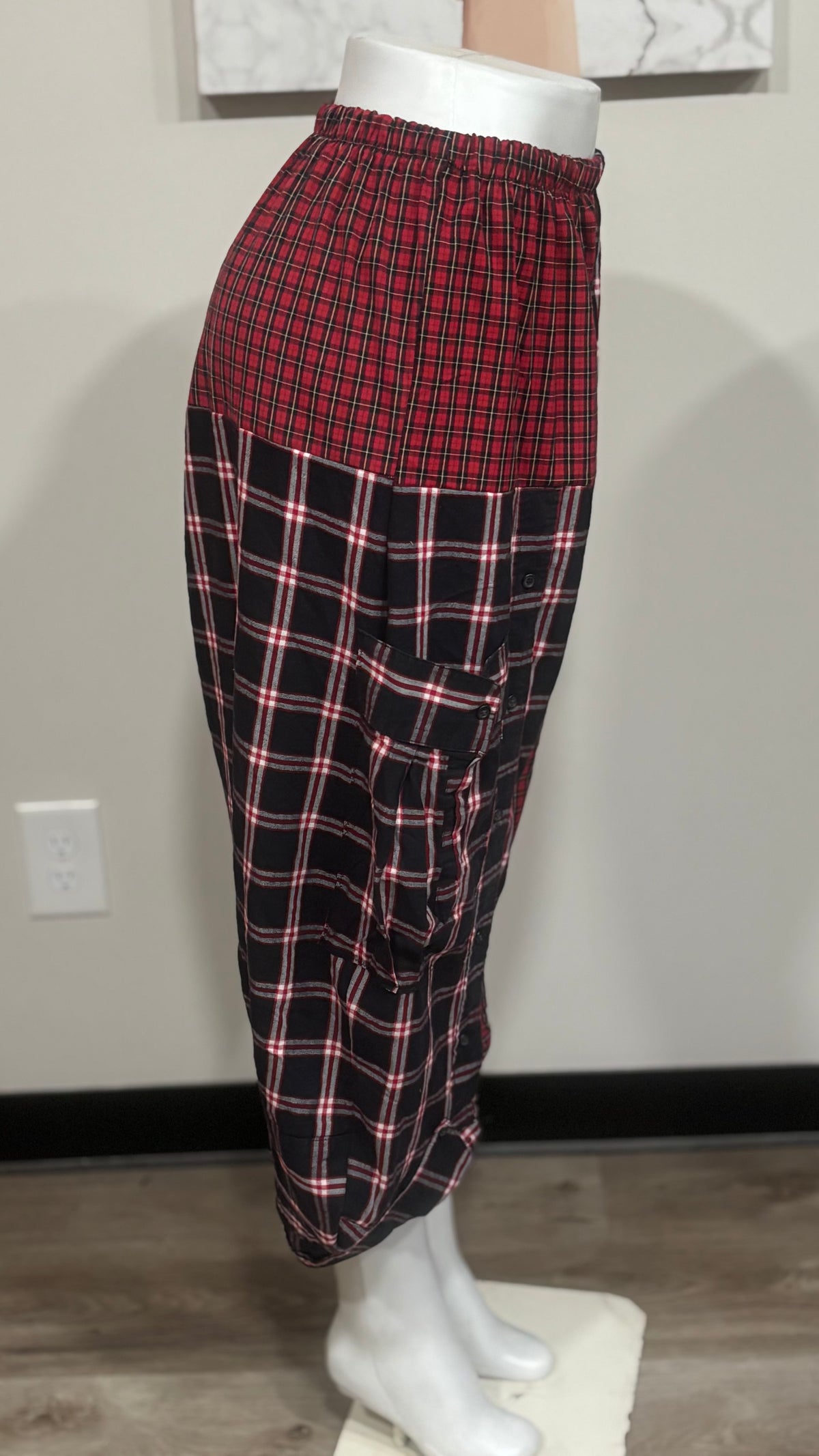 Upcycled Men’s Shirt Balloon Pants | Handmade Boho Pants | Sustainable Lounge Pants | One of a Kind Patchwork Pants