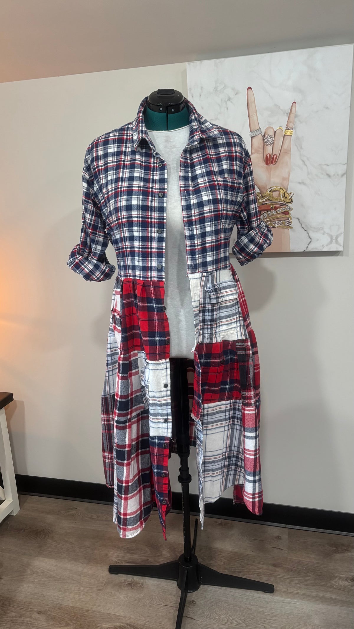 Upcycled Flannel Shirt Patchwork Duster | One of a Kind Plaid Dress