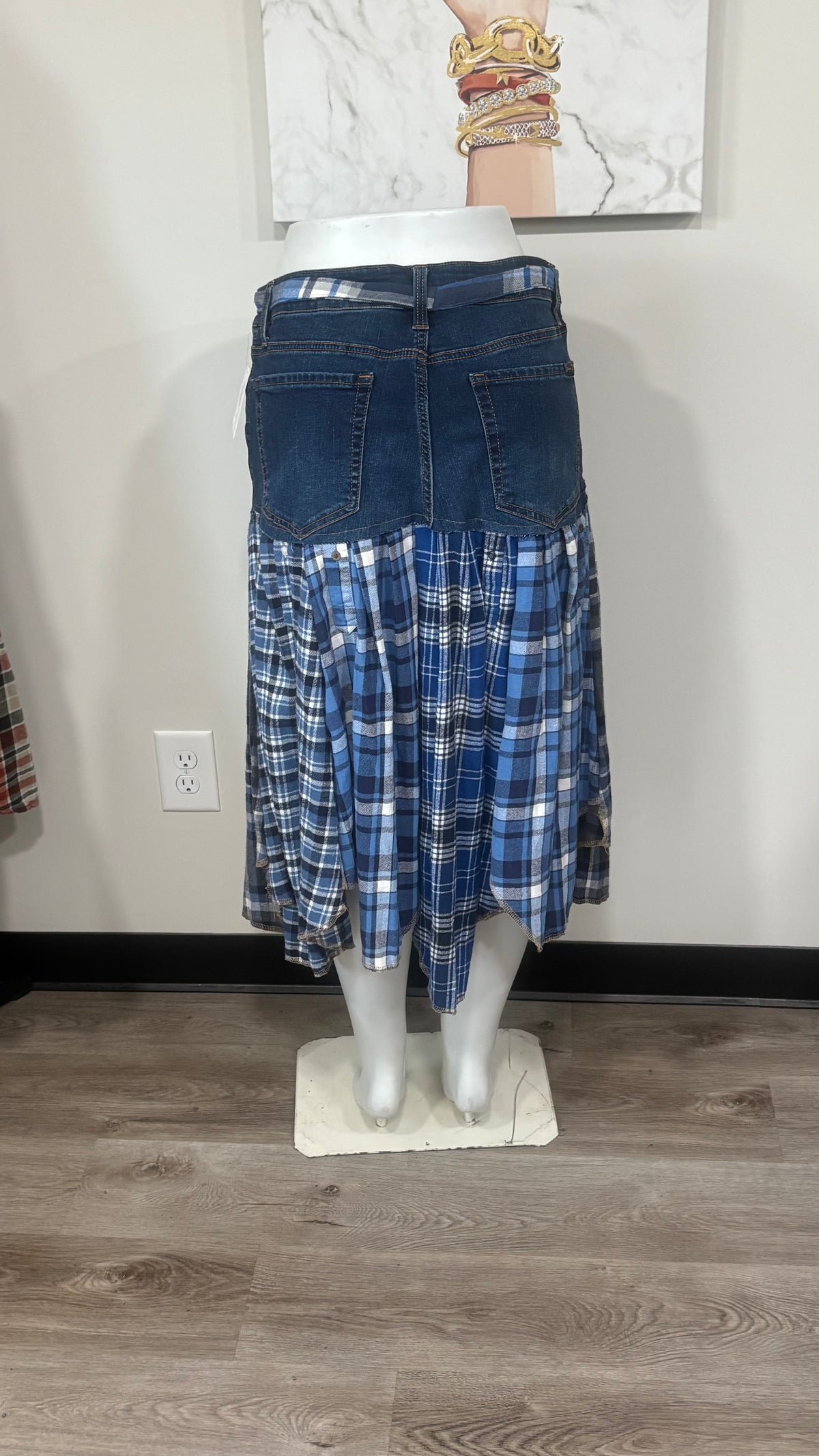 Upcycled Denim Men’s Flannel Shirt Skirt | One-of-a-Kind