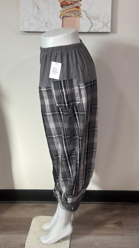Upcycled Men’s Shirt Balloon Pants | Handmade Boho Pants | Sustainable Lounge Pants | One of a Kind Patchwork Pants