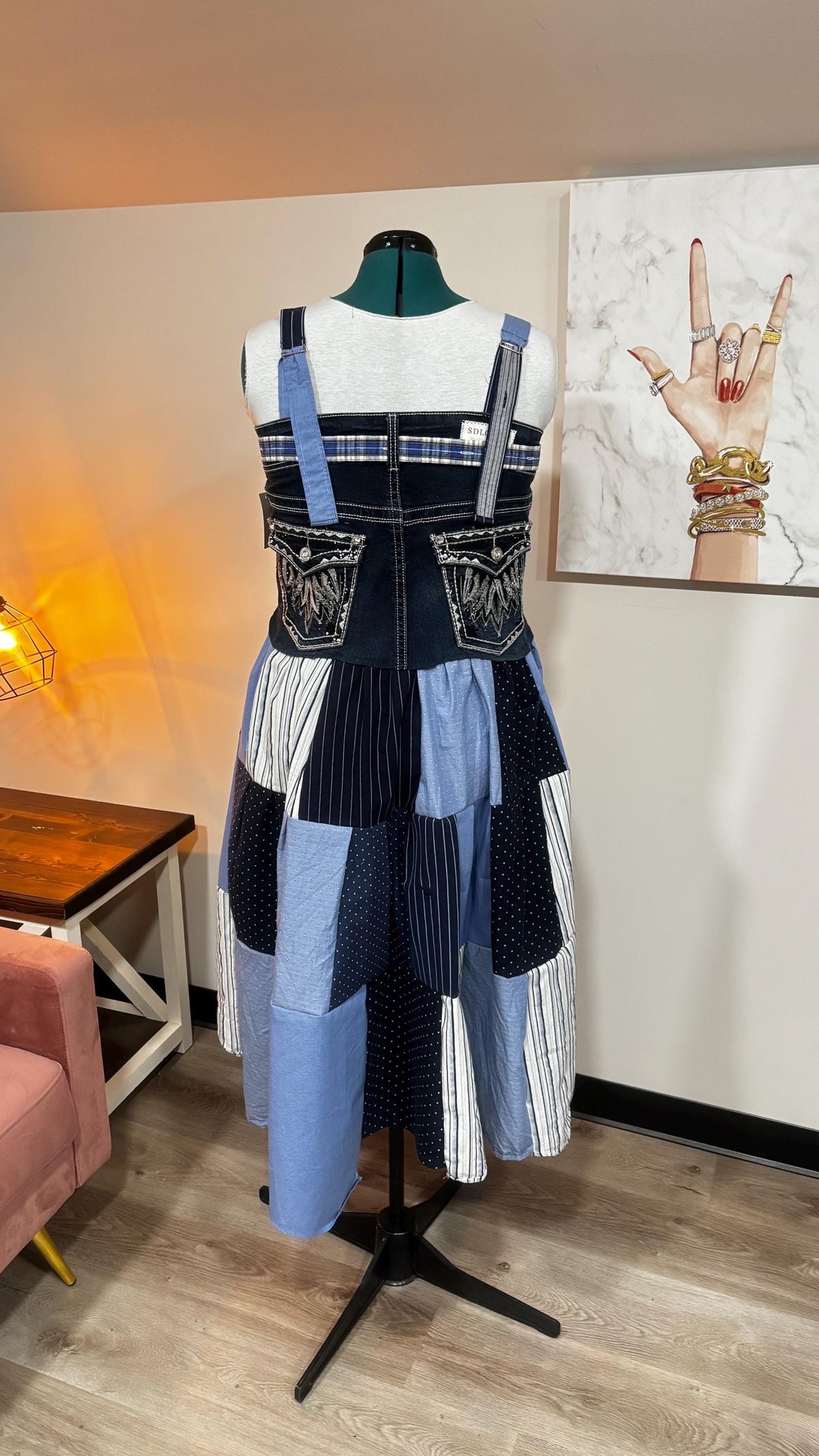 Upcycled Men’s Shirt Patchwork Maxi Dress – (One of a Kind)