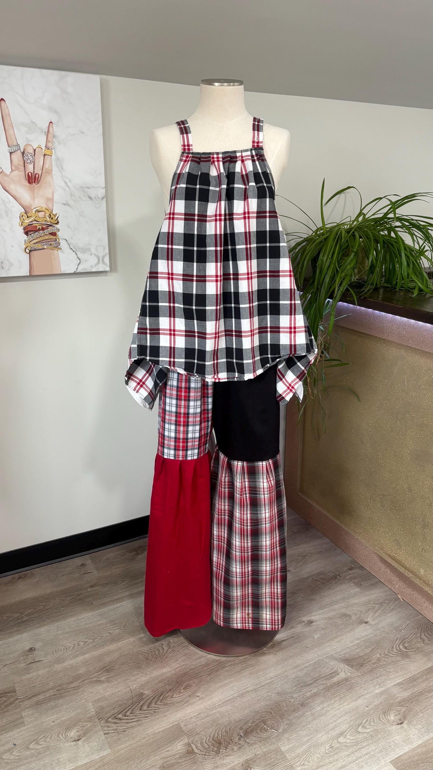 Upcycled Patchwork Two Piece Set | Reversible Top & Wide Leg Pants Made From Mens Shirts