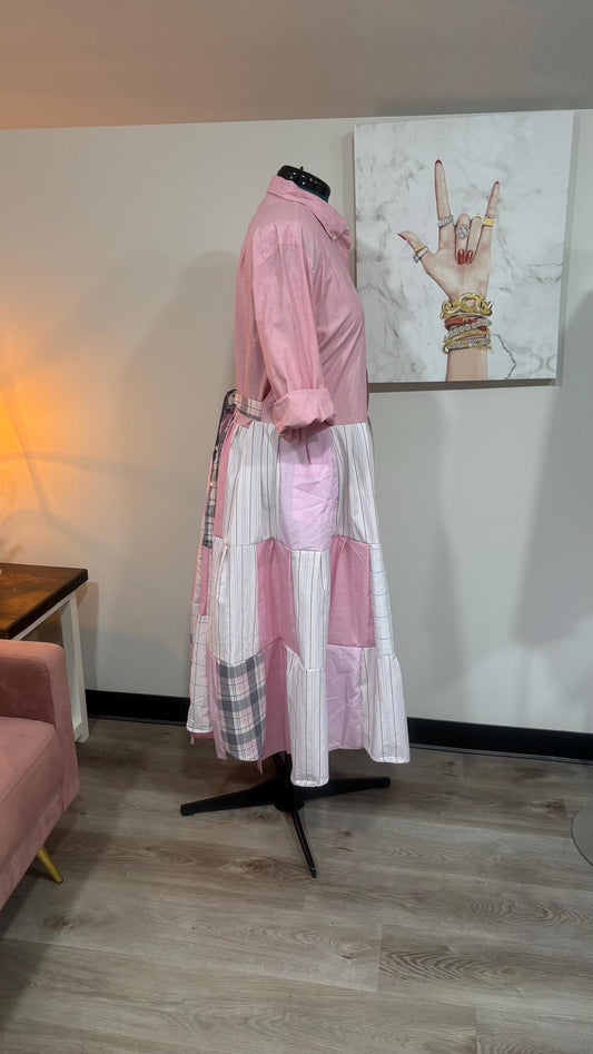 Upcycled Men’s Shirt Patchwork Duster • One of a Kind Plaid Dress