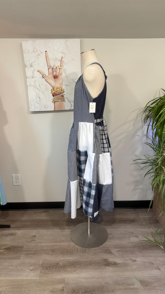 Upcycled Patchwork Maxi Dress | Handmade From Men’s Shirts, Cottagecore Style