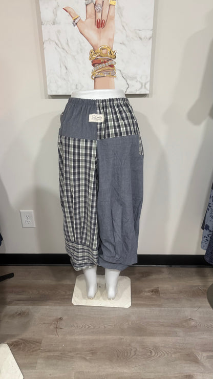Upcycled Men’s Shirt Balloon Pants | Handmade Boho Pants | Sustainable Lounge Pants | One of a Kind Patchwork Pants