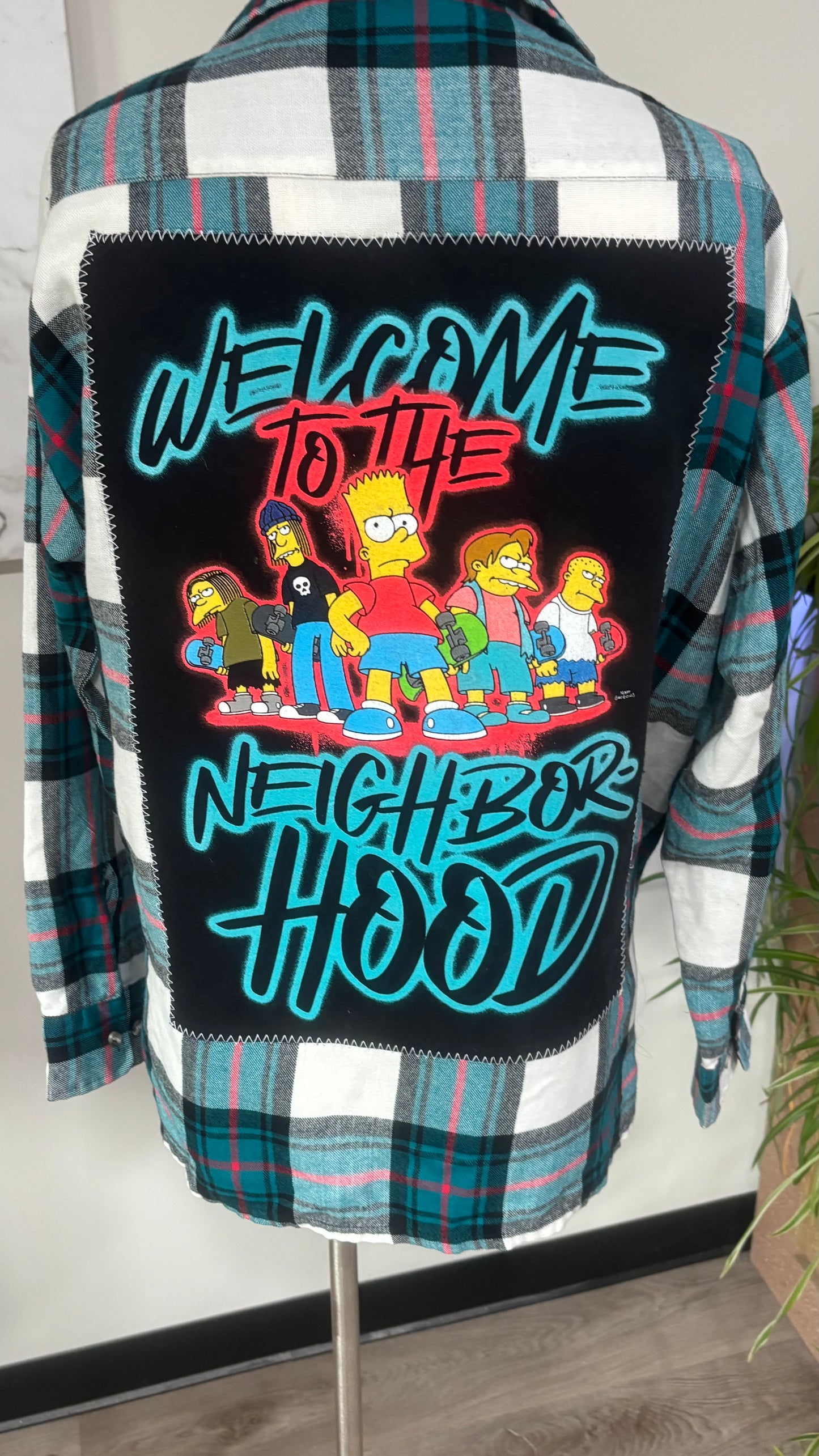 Welcome To The Neighbor-Hood (Bart Simpson) - Refashioned Flannel