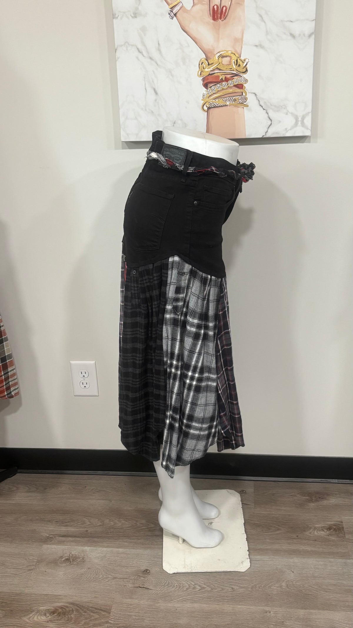Upcycled Denim Men’s Flannel Shirt Skirt | One-of-a-Kind
