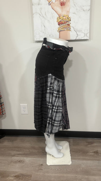 Upcycled Denim Men’s Flannel Shirt Skirt | One-of-a-Kind