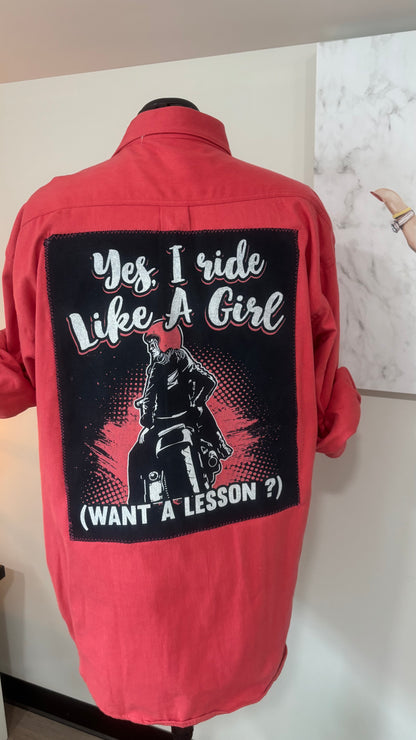 Yes, I Ride Like A Girl - Refashioned Flannel