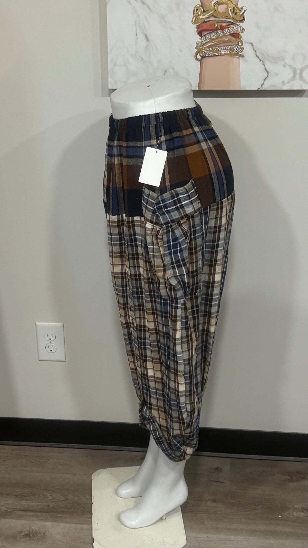 Upcycled Men’s Shirt Balloon Pants | Handmade Boho Pants | Sustainable Lounge Pants | One of a Kind Patchwork Pants