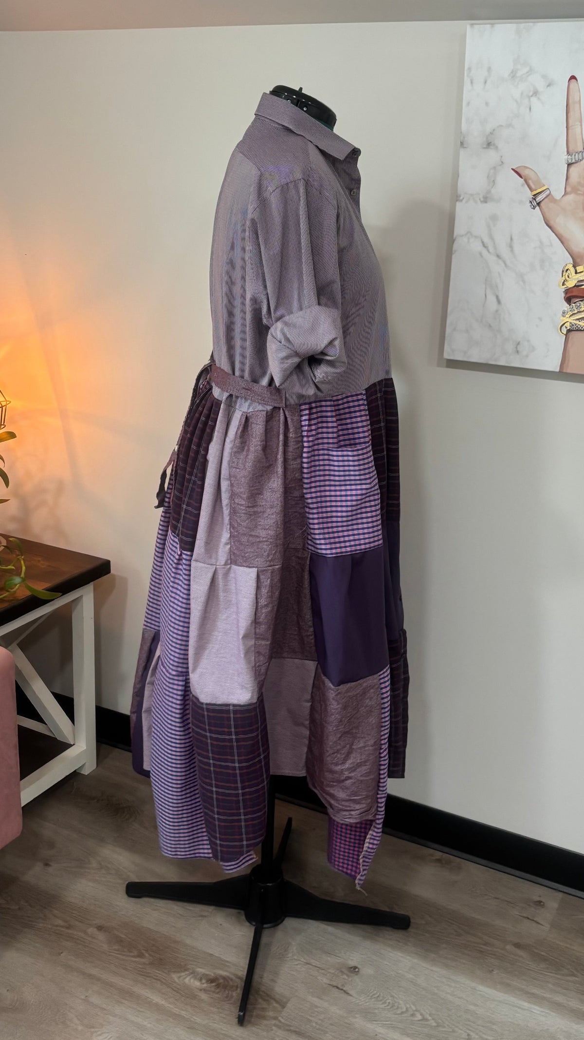 Upcycled Men’s Shirt Patchwork Duster • One of a Kind Plaid Dress