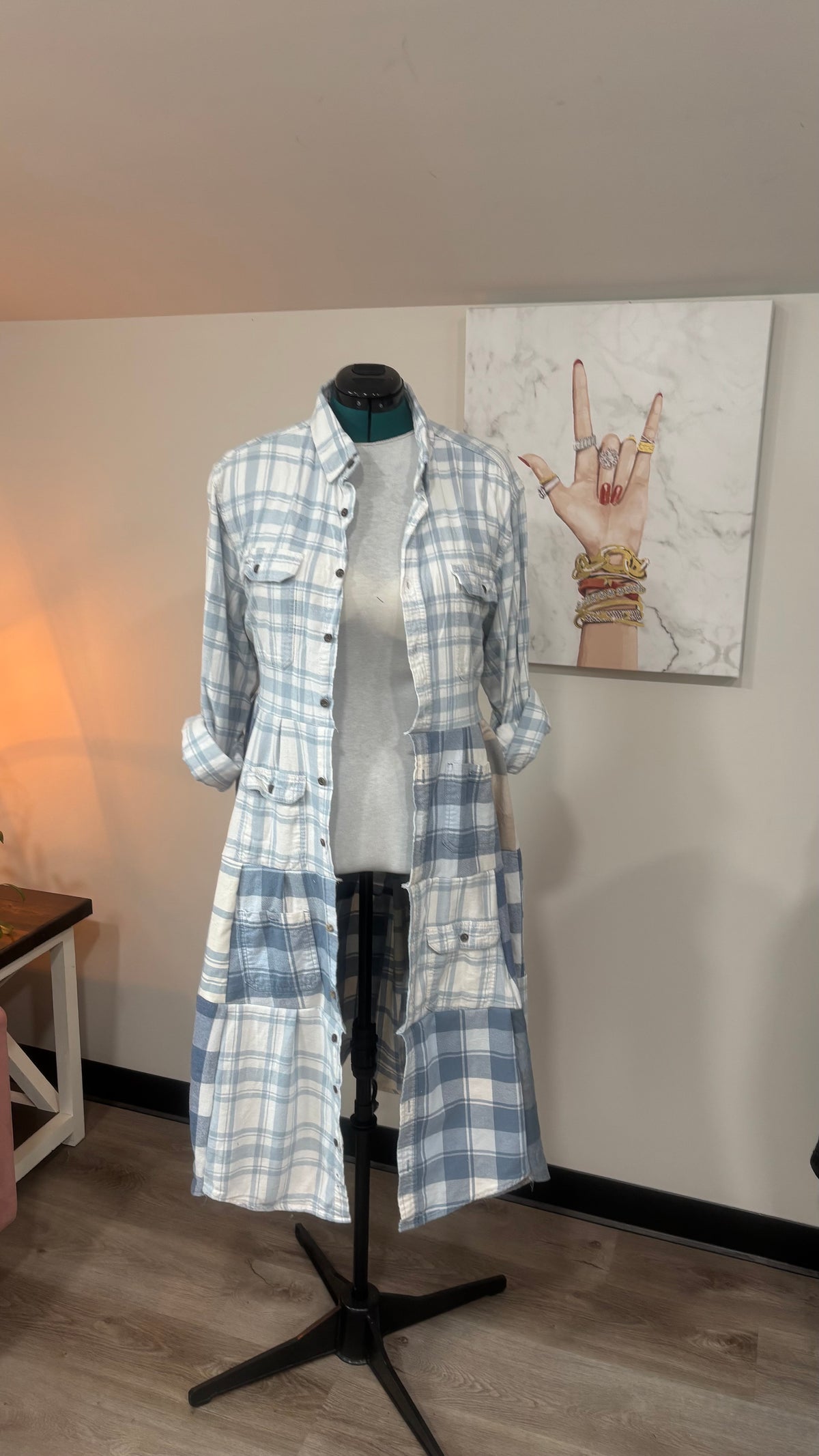 Upcycled Flannel Shirt Patchwork Duster | One of a Kind Plaid Dress