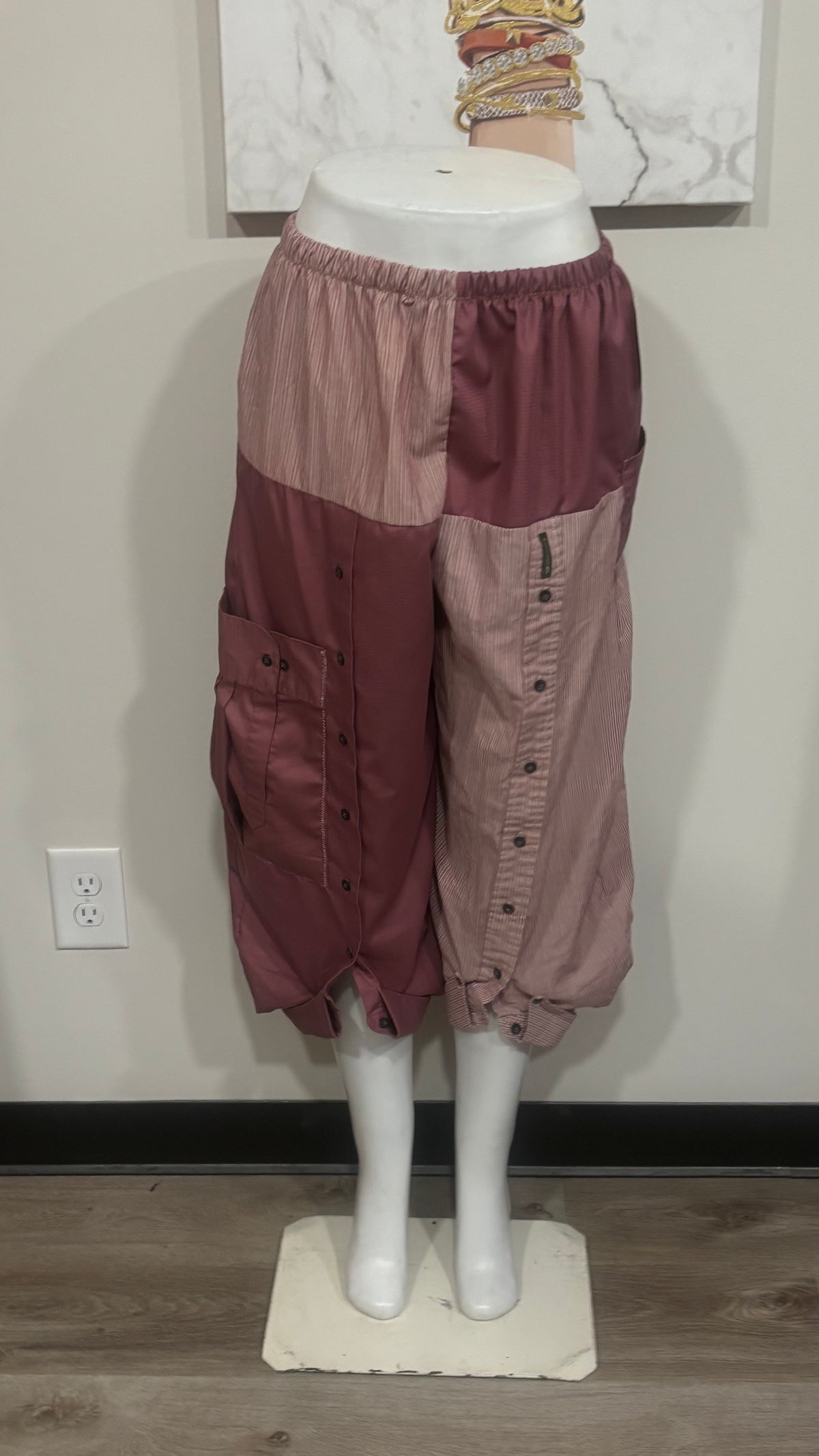 Upcycled Men’s Shirt Balloon Pants | Handmade Boho Pants | Sustainable Lounge Pants | One of a Kind Patchwork Pants