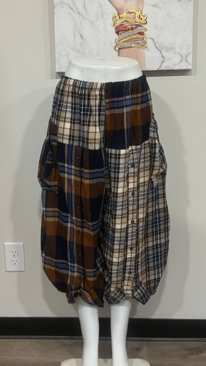 Upcycled Men’s Shirt Balloon Pants | Handmade Boho Pants | Sustainable Lounge Pants | One of a Kind Patchwork Pants