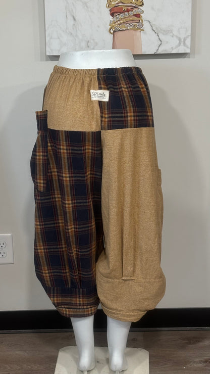 Upcycled Men’s Shirt Balloon Pants | Handmade Boho Pants | Sustainable Lounge Pants | One of a Kind Patchwork Pants