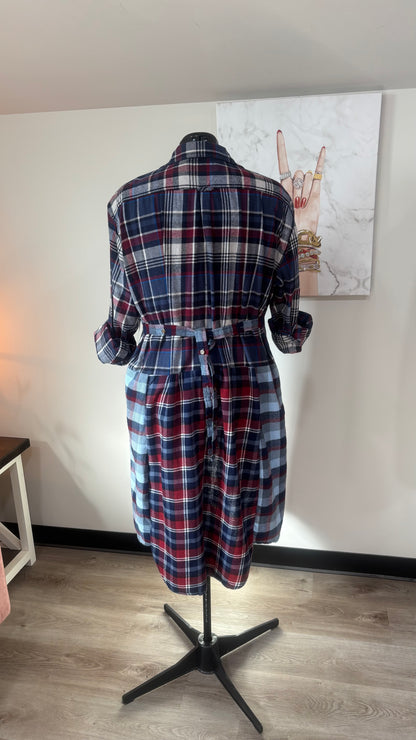 Upcycled Flannel Duster, Plaid Shirt Jacket