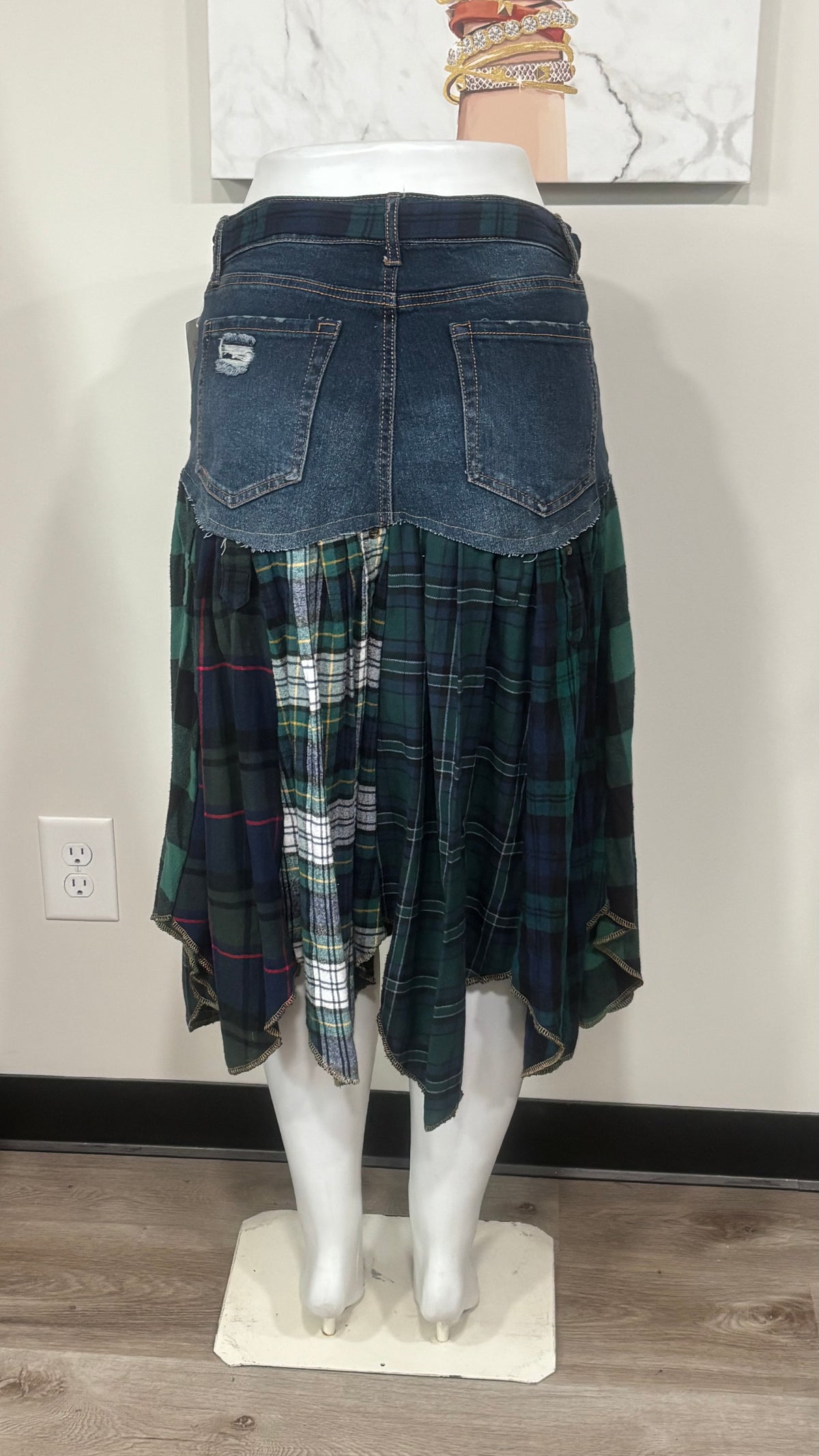 Upcycled Denim Men’s Flannel Shirt Skirt | One-of-a-Kind