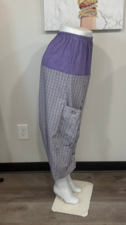 Upcycled Men’s Shirt Balloon Pants | Handmade Boho Pants | Sustainable Lounge Pants | One of a Kind Patchwork Pants