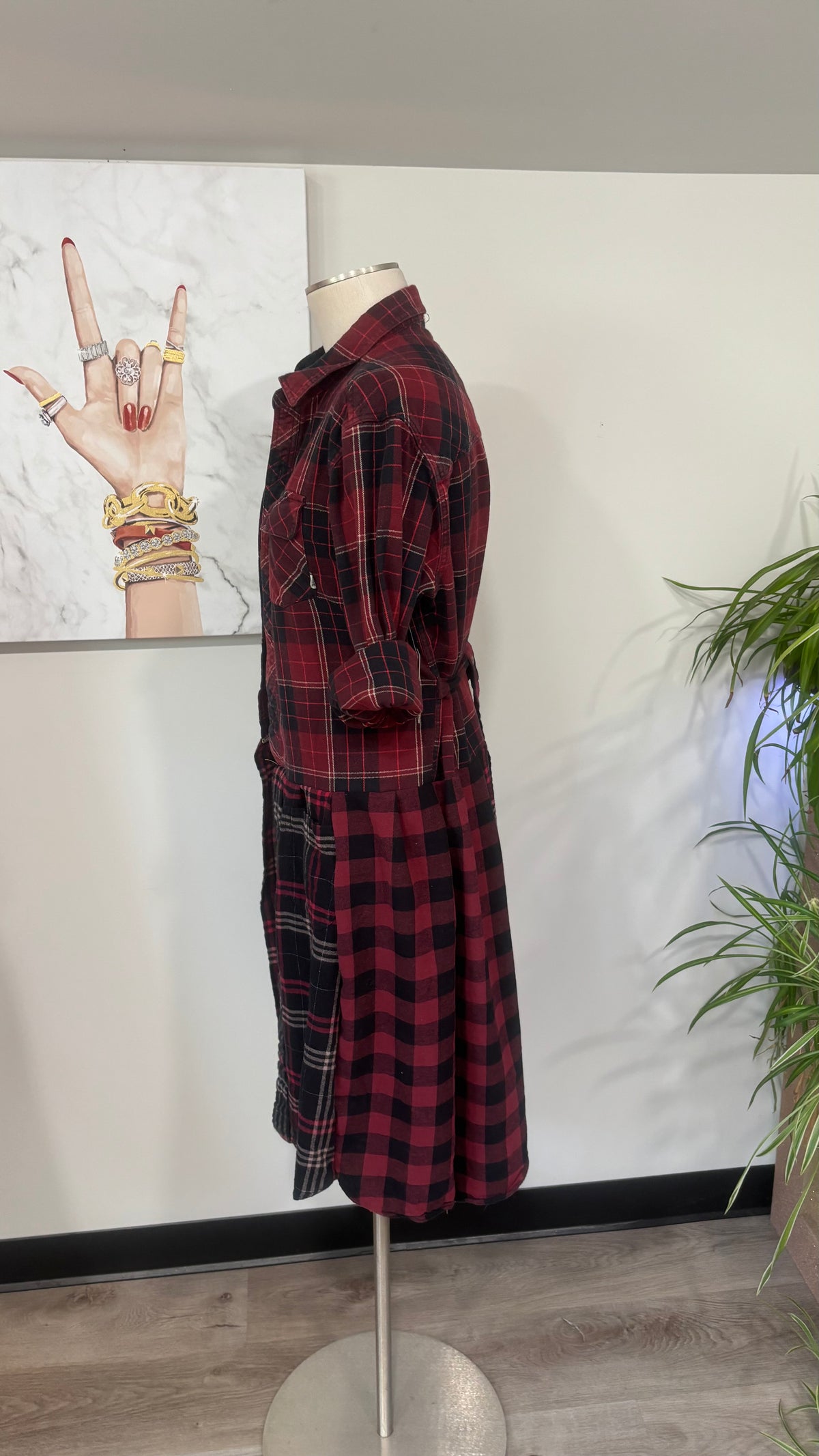 Upcycled Flannel Duster, Plaid Shirt Jacket
