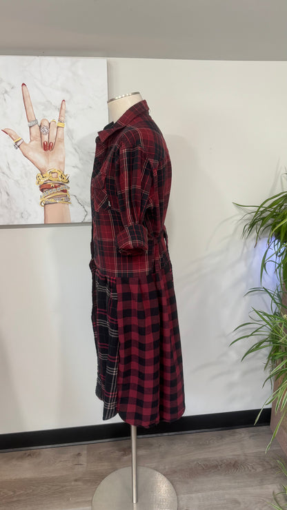 Upcycled Flannel Duster, Plaid Shirt Jacket