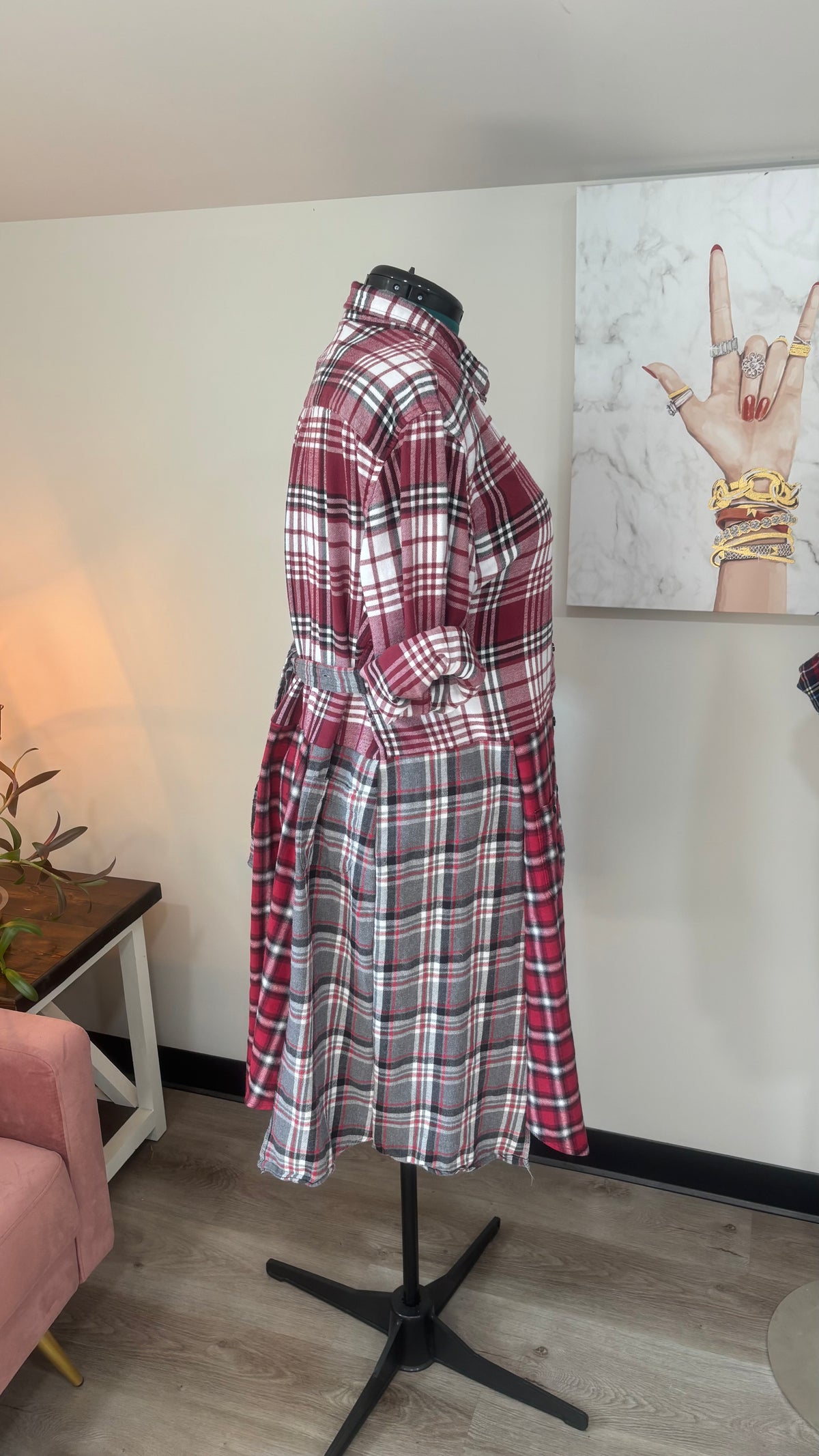 Upcycled Flannel Duster, Plaid Shirt Jacket