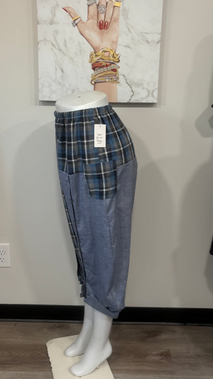 Upcycled Men’s Shirt Balloon Pants | Handmade Boho Pants | Sustainable Lounge Pants | One of a Kind Patchwork Pants