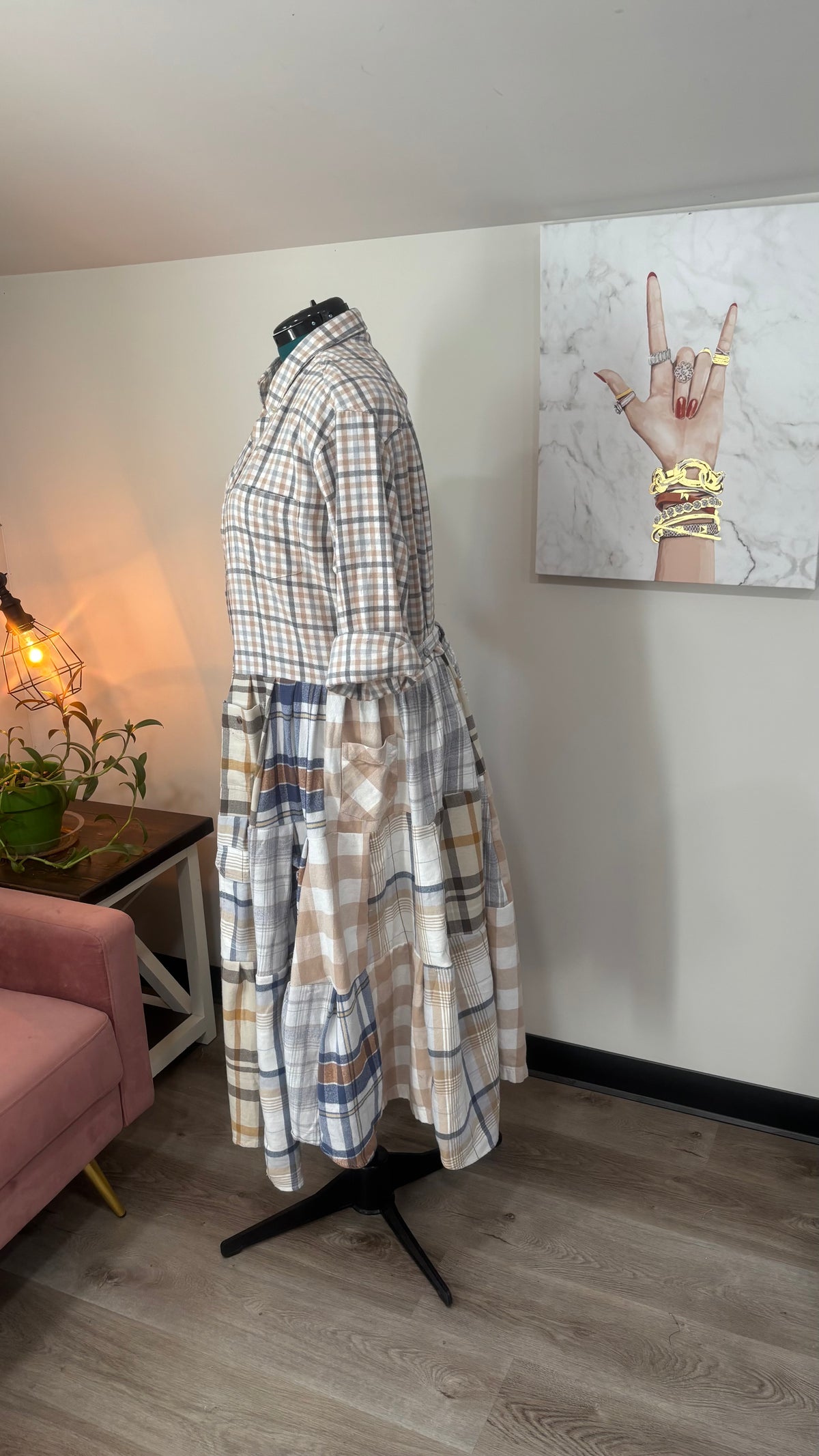 Upcycled Flannel Shirt Patchwork Duster | One of a Kind Plaid Dress