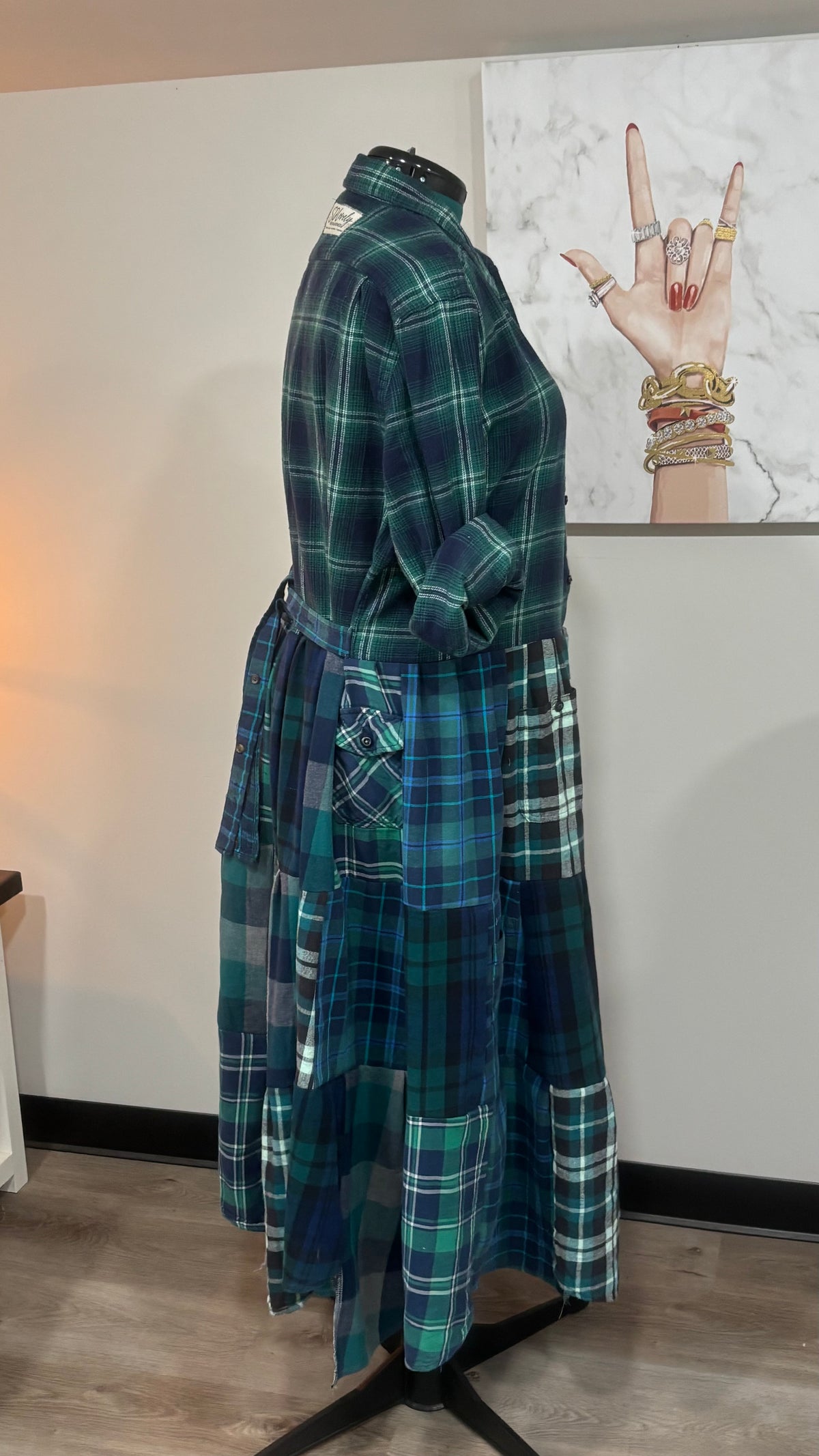 Upcycled Flannel Shirt Patchwork Duster | One of a Kind Plaid Dress