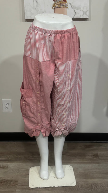Upcycled Men’s Shirt Balloon Pants | Handmade Boho Pants | Sustainable Lounge Pants | One of a Kind Patchwork Pants