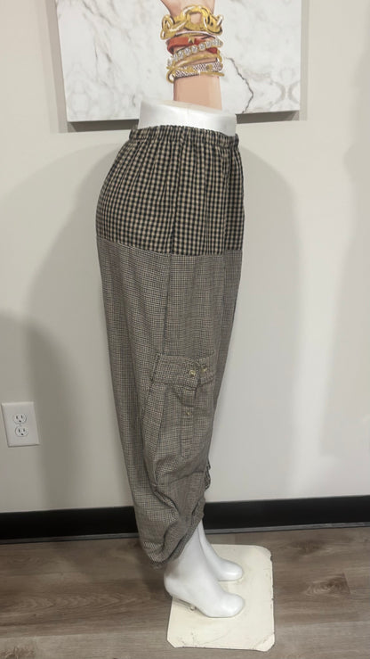 Upcycled Men’s Shirt Balloon Pants | Handmade Boho Pants | Sustainable Lounge Pants | One of a Kind Patchwork Pants