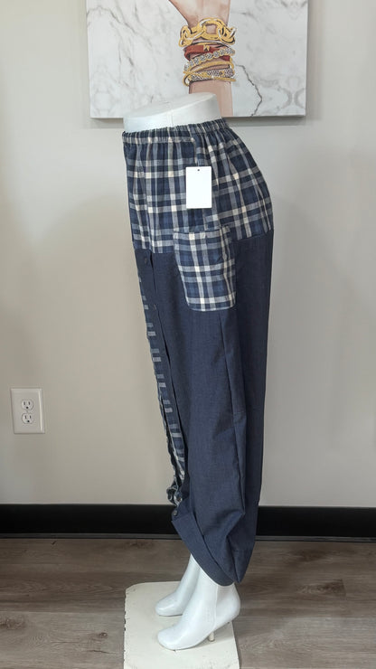 Upcycled Men’s Shirt Balloon Pants | Handmade Boho Pants | Sustainable Lounge Pants | One of a Kind Patchwork Pants