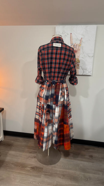 Upcycled Flannel Shirt Patchwork Duster | One of a Kind Plaid Dress
