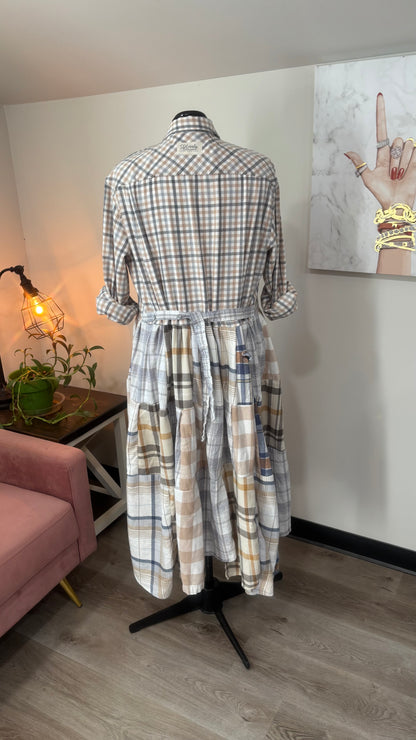 Upcycled Flannel Shirt Patchwork Duster | One of a Kind Plaid Dress