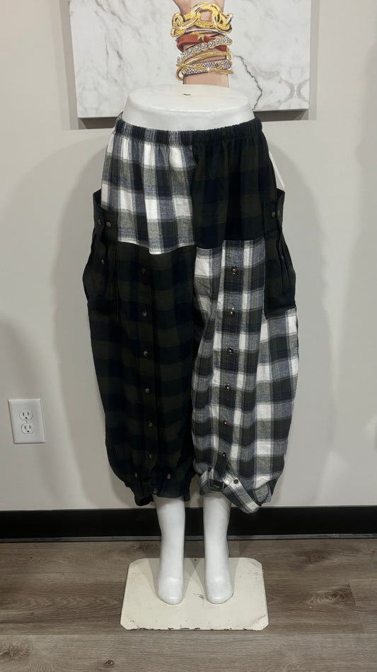 Upcycled Men’s Flannel Shirt Balloon Pants | Handmade & One of a Kind