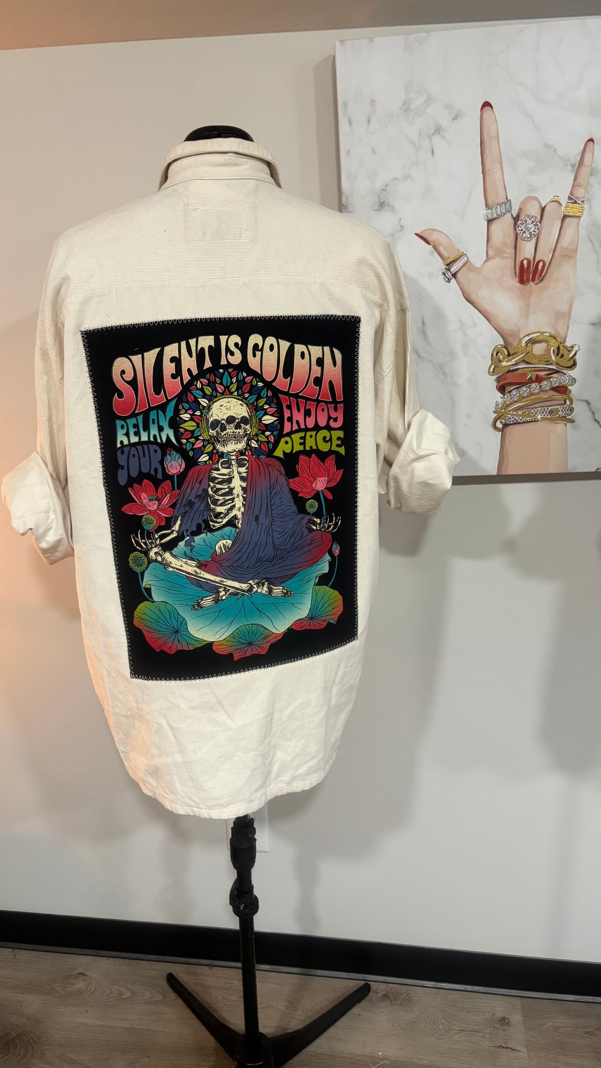 Silent is Golden - Refashioned 100% Cotton Corduroy Mens Shirt