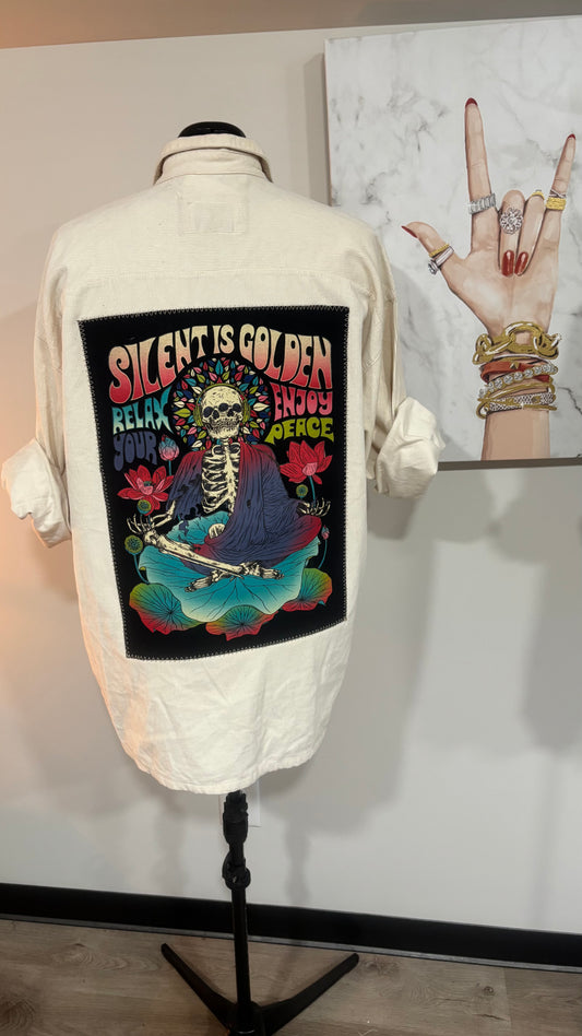Silent is Golden - Refashioned 100% Cotton Corduroy Mens Shirt