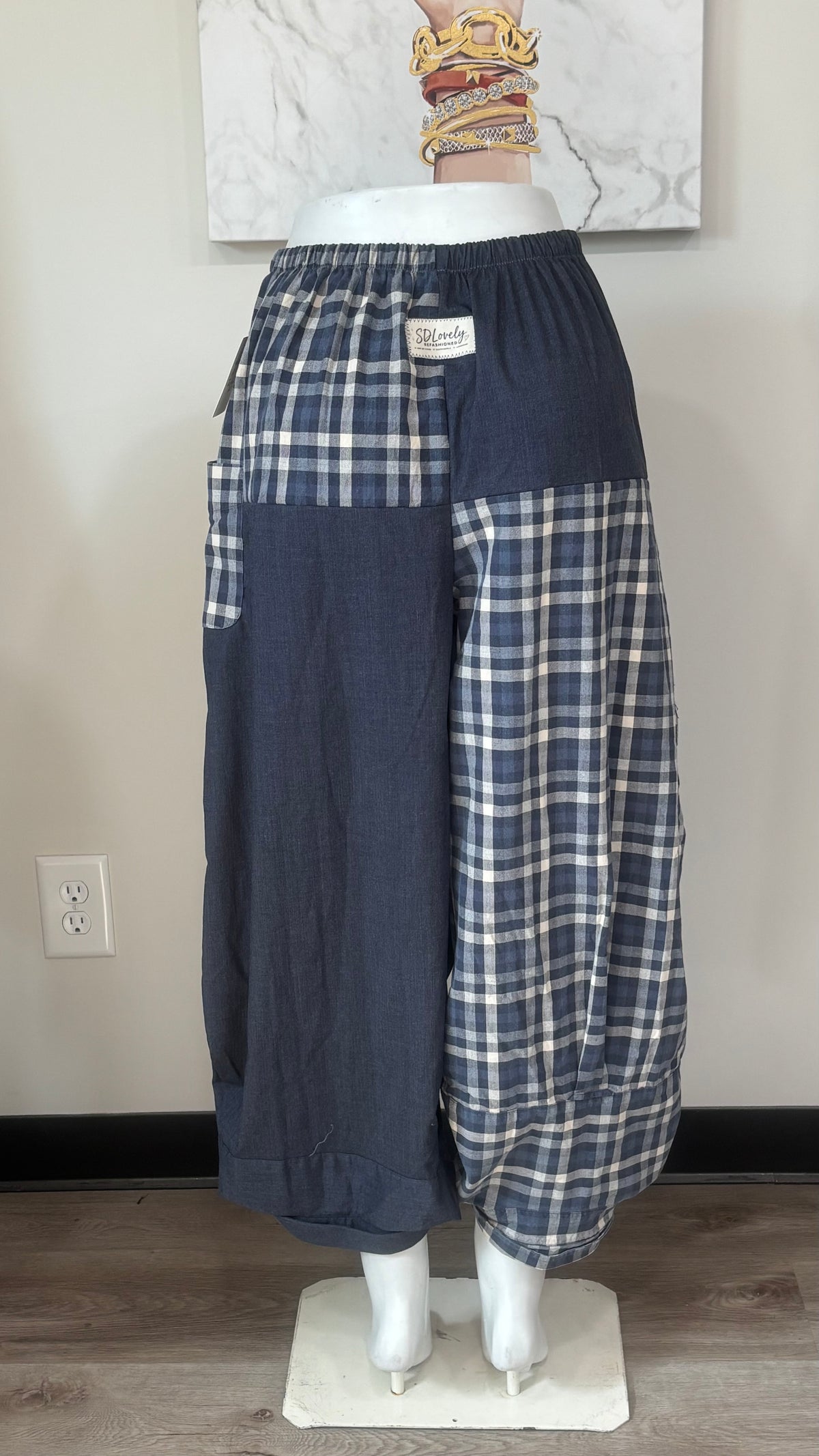 Upcycled Men’s Shirt Balloon Pants | Handmade Boho Pants | Sustainable Lounge Pants | One of a Kind Patchwork Pants