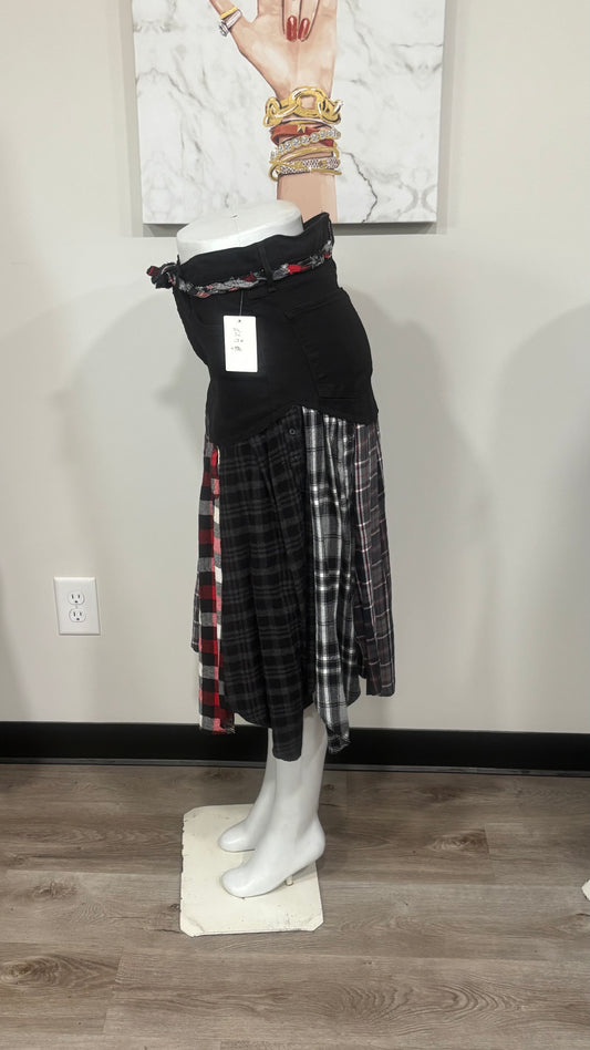 Upcycled Denim Men’s Flannel Shirt Skirt | One-of-a-Kind
