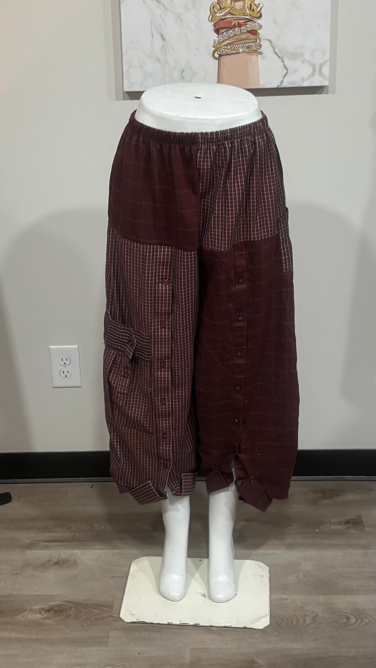 Upcycled Men’s Shirt Balloon Pants | Handmade Boho Pants | Sustainable Lounge Pants | One of a Kind Patchwork Pants